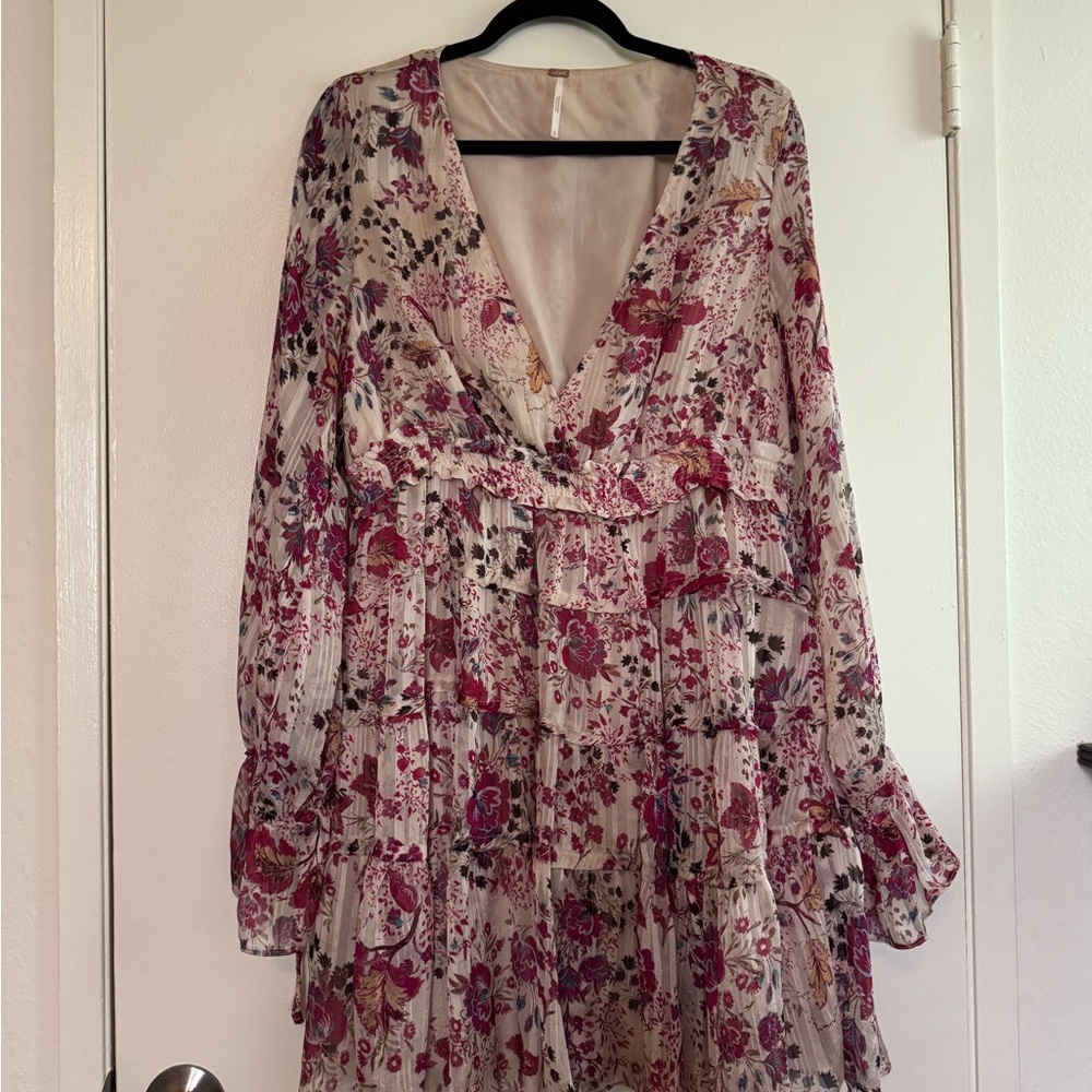 Free People Cream and Pink Mini Dress